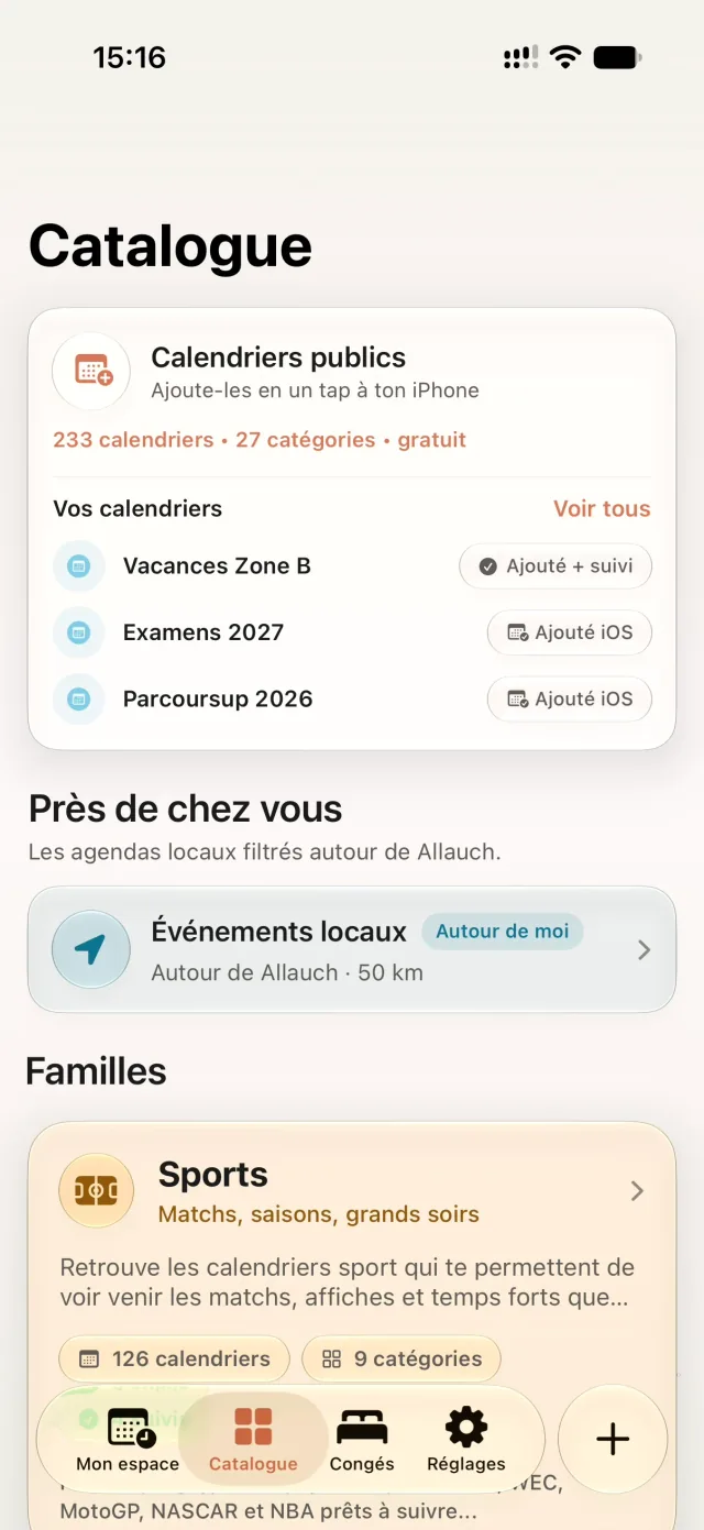 Près de chez vous dans FacilAbo : les agendas locaux filtrés autour d'Allauch