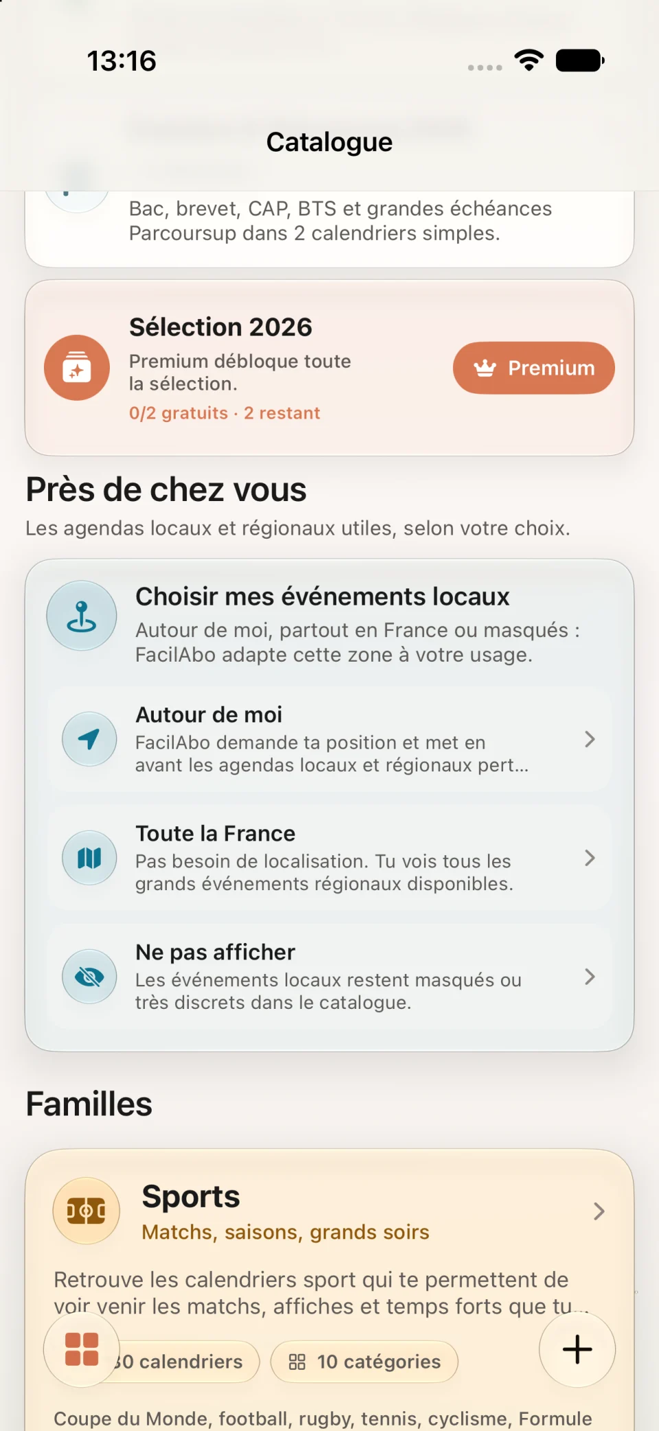 FacilAbo 2.0 : les calendriers près de chez toi dans le catalogue
